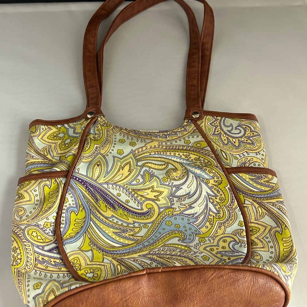 Longaberger Paisley Tote - Yellow and Brown - Picture 4 of 10